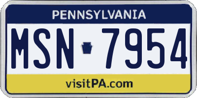 PA license plate MSN7954