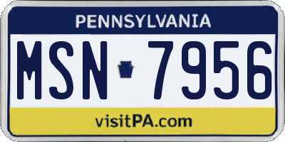PA license plate MSN7956
