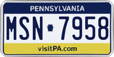 PA license plate MSN7958
