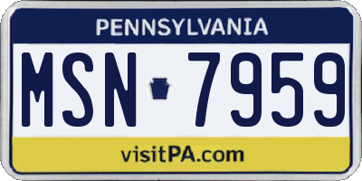 PA license plate MSN7959