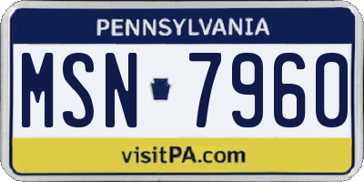 PA license plate MSN7960