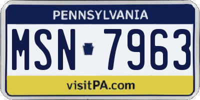 PA license plate MSN7963