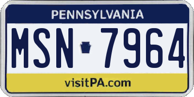 PA license plate MSN7964
