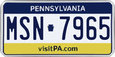 PA license plate MSN7965