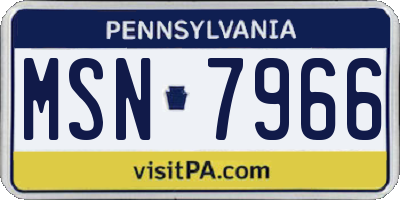 PA license plate MSN7966