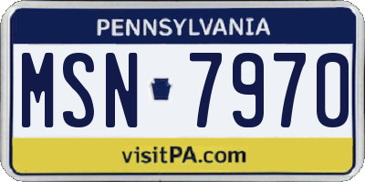 PA license plate MSN7970