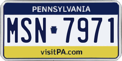 PA license plate MSN7971