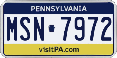 PA license plate MSN7972
