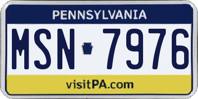 PA license plate MSN7976