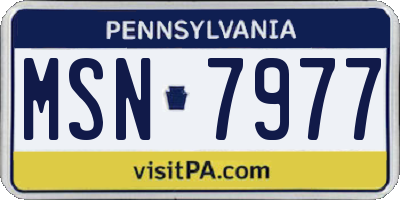 PA license plate MSN7977