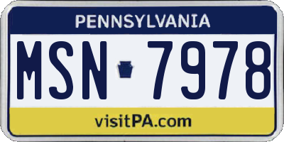 PA license plate MSN7978