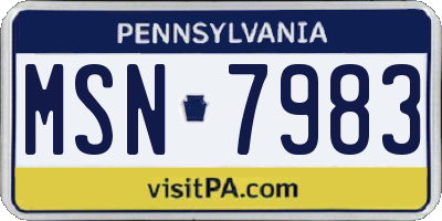PA license plate MSN7983