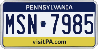 PA license plate MSN7985