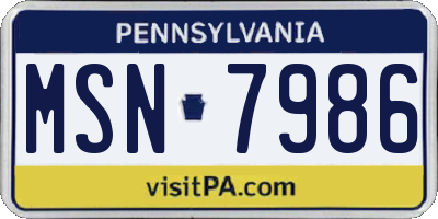 PA license plate MSN7986