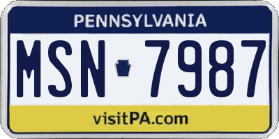 PA license plate MSN7987