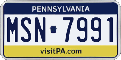 PA license plate MSN7991