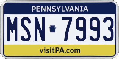 PA license plate MSN7993