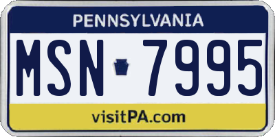 PA license plate MSN7995