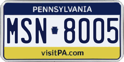 PA license plate MSN8005