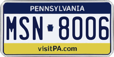 PA license plate MSN8006