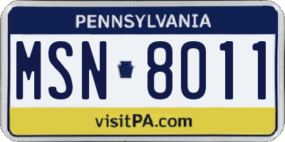 PA license plate MSN8011