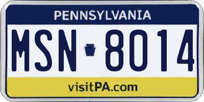 PA license plate MSN8014