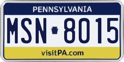 PA license plate MSN8015