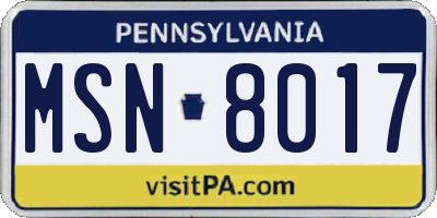 PA license plate MSN8017