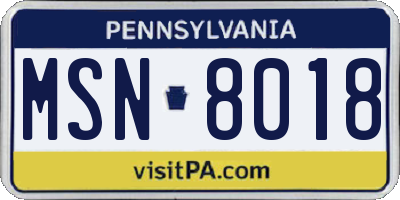 PA license plate MSN8018