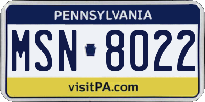 PA license plate MSN8022