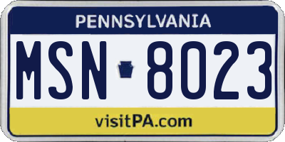 PA license plate MSN8023