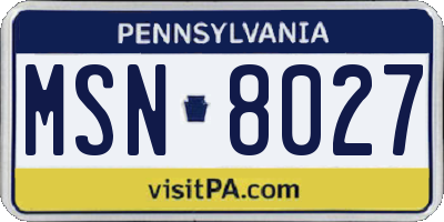 PA license plate MSN8027