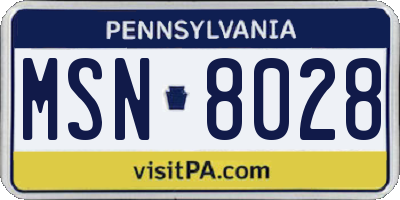 PA license plate MSN8028