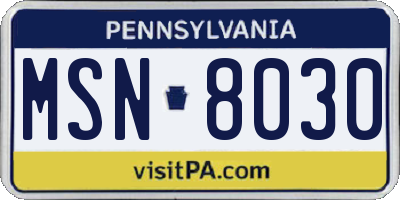 PA license plate MSN8030