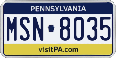 PA license plate MSN8035