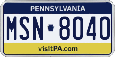 PA license plate MSN8040