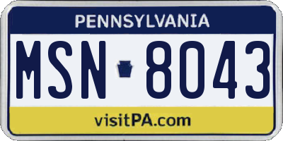 PA license plate MSN8043