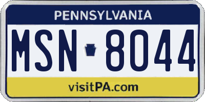 PA license plate MSN8044