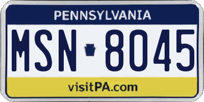 PA license plate MSN8045