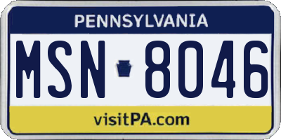 PA license plate MSN8046