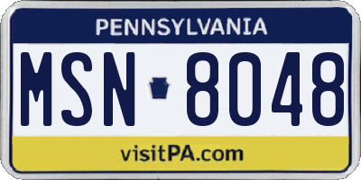 PA license plate MSN8048