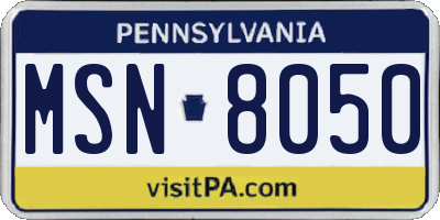 PA license plate MSN8050