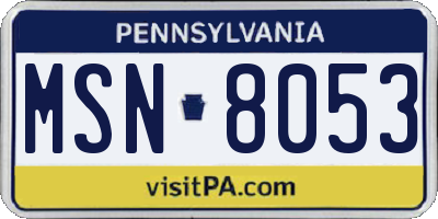 PA license plate MSN8053