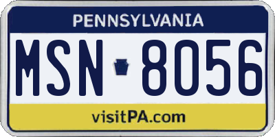 PA license plate MSN8056