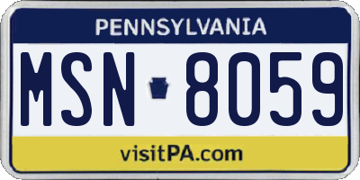 PA license plate MSN8059