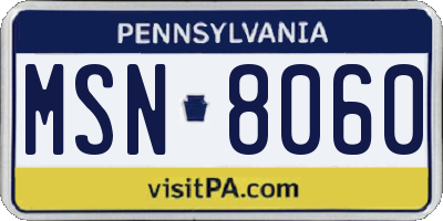 PA license plate MSN8060
