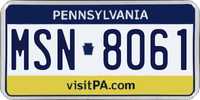 PA license plate MSN8061