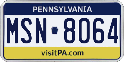 PA license plate MSN8064