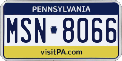 PA license plate MSN8066