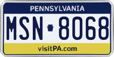 PA license plate MSN8068